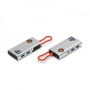 4 IN 1 멀티 USB허브 USB-C 케이블일체형 알루미늄 보호회로탑재
