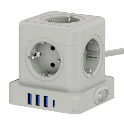 티메코 TMC-10 20W 고속충전 5구 멀티탭 큐브 디자인 4000W 고용량 C타입 USB 4포트