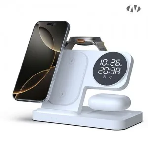 나오 4in1 고속 무선충전 디지털 알람시계 NAO-M3100C (애플&갤럭시)