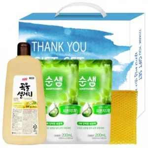 애경곡물설거지용기.순샘리필2p.망사수세미 선물세트