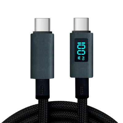 보스위즈 LED 디스플레이 C to C타입 PD 100w 초고속 충전 데이터 케이블 2M BOS-100LCD