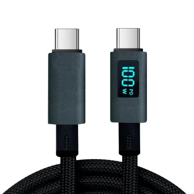 보스위즈 LED 디스플레이 C to C타입 PD 100w 초고속 충전 데이터 케이블 2M BOS-100LCD
