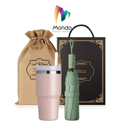 MONDO몬도 텀블러 선물세트 600ml 텀블러 1개+3단 원터치 자동우산 1개