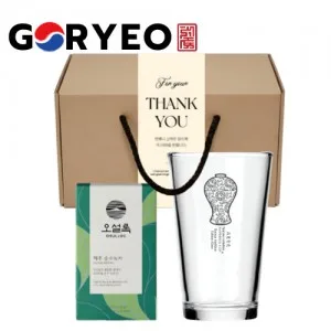 한국전통 K컬쳐 고려청자 샤이닝 글라스컵 480ml 오설록 기프팅