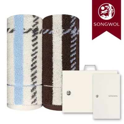 송월타올 CM체크40 200g (30수/40*90cm) 2매입 선물세트(박스+쇼핑백 포함)