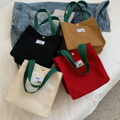 캔버스 똑딱이 에코백 가방 숄더백 손가방 심플 학교 학원