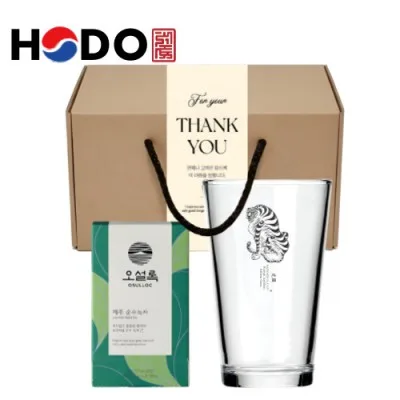 한국전통 K컬쳐 호랑이 맹호도 샤이닝 글라스컵 480ml 오설록 기프팅