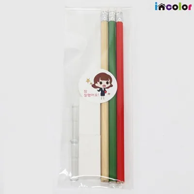 incolor 문구세트 OPP4 (연필3+지우개2+연필캡2)