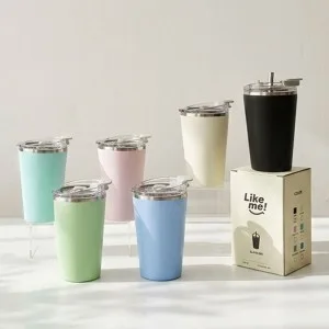 스텐 머그컵 텀블러 420ml 사무실 휴대용 (+빨대증정)