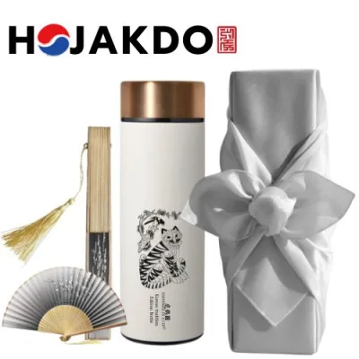 한국전통 K컬쳐 호작도 파우더 데일리 텀블러 440ml 실크부채 기프팅 (보자기 포장)