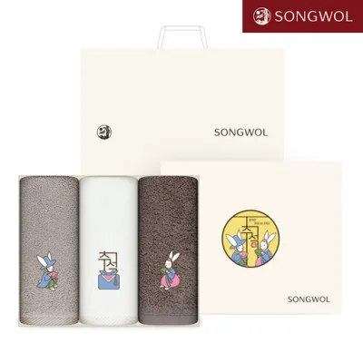 송월 2026 달이별이 복토끼 추석 타올 150g 3P