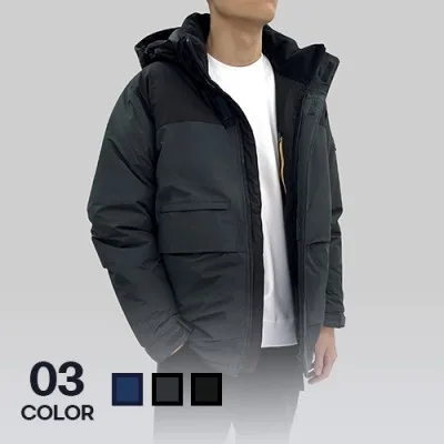 컴팩트 볼웜 덕다운 하프 패딩점퍼 남녀공용 탈부착후드 방한 자켓 M-4XL