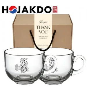 한국전통 K컬쳐 호작도 요거트볼 시리얼볼 그릭 디저트 머그컵 470ml 2P 기프팅