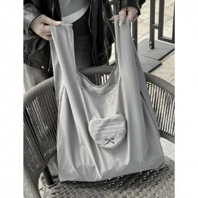 (Blossom) 실버 그레이 하트 에코백 / 장바구니 1P