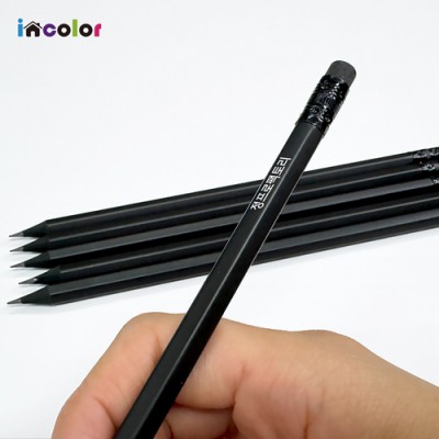 incolor 고주파 6본입 무광 흑목 지우개 육각(B)