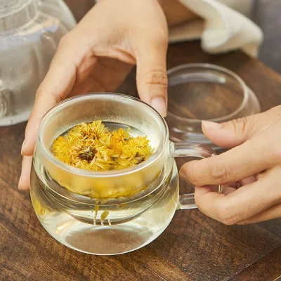 57도씨 티컵 차우리기 티팟 티포트 홈카페유리컵 찻잔 420ml