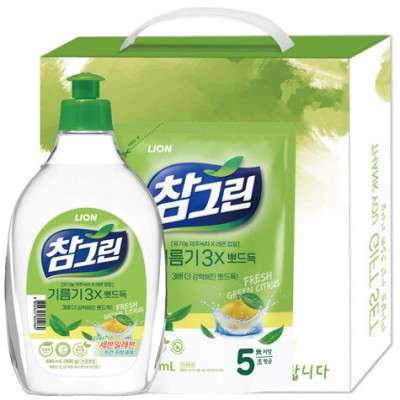 참그린 녹차용기+녹차리필 선물세트