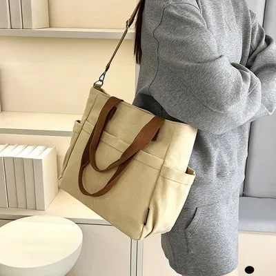 가방 데일리 캐주얼 캔버스 숄더 토트 크로스 학원 학생 다용도 에코백
