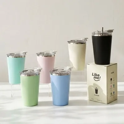 스텐 머그컵 텀블러 420ml 사무실 휴대용 (+빨대증정)