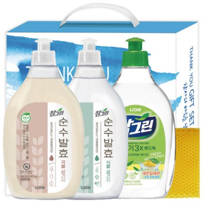 참그린 식물용기+곡물용기+녹차용기+망사수세미 선물세트