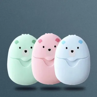 Blossom 곰돌이 케이스 여행/휴대용 종이 비누 1P