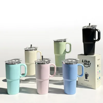 600ml 텀블러 머그컵 스텐 물병 손잡이