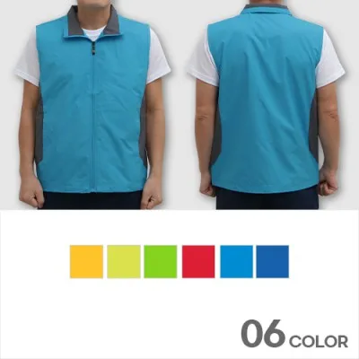 배색 카라 현장조끼 남성 여성 단체행사 유니폼 M-3XL