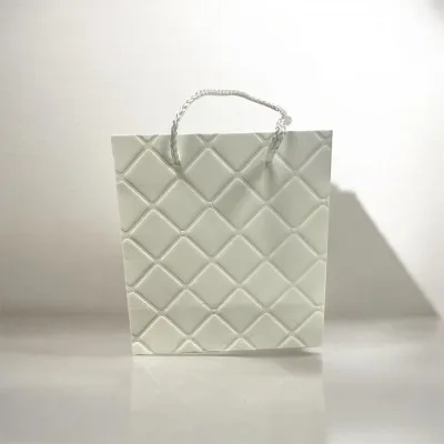 바미샵 화이트 엠보 쇼핑백 14x7x15cm 종이가방 작은선물포장용