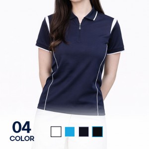 쿨맥스 매쉬 배색 지퍼 반팔 카라 티셔츠 남녀공용 (S-3XL)