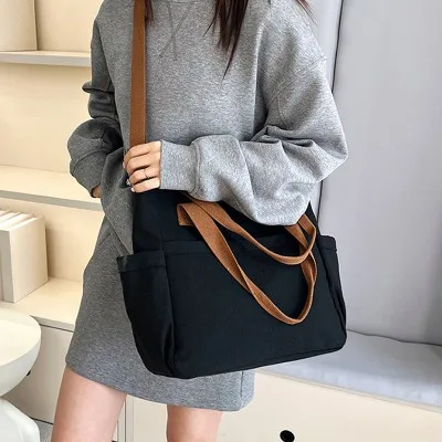 가방 데일리 캐주얼 캔버스 숄더 토트 크로스 학원 학생 다용도 에코백