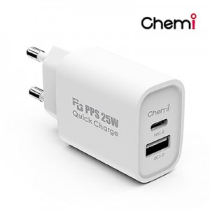 케미 PPS 25W 퀵차지 C타입+USB 2포트 초고속 가정용 충전기 (케이블 미포함) HEA-PD25WDS