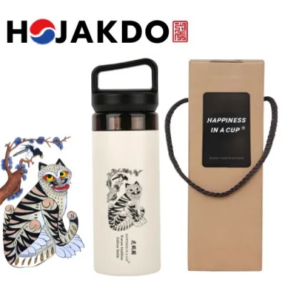 한국전통 K컬쳐 까치와호랑이 호작도 캡캐리 텀블러 380ml 기프팅