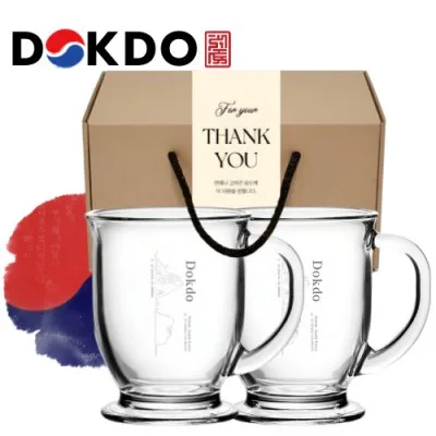 한국전통 K컬쳐 독도 40240 클래식 글라스 머그컵 440ml 2P 기프팅
