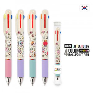 BT21 리틀버디 4색볼펜(3색+형광젤펜)