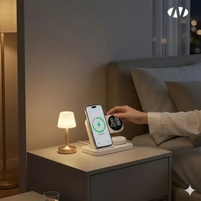 나오 4in1 고속 무선충전 디지털 알람시계 NAO-M3100C (애플&갤럭시)