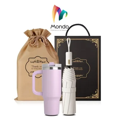MONDO몬도 텀블러 선물세트 890ML 핸들텀블러 1개+3단자동우산 1개 기프트세트