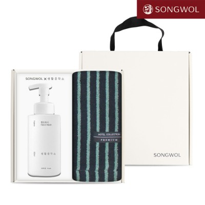 송월 핸드워시 기프트세트 34 (호텔컬렉션 스트라이프 솔리드44 220g 1P + 생활공작소500ml 1P)