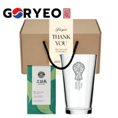 한국전통 K컬쳐 고려청자 샤이닝 글라스컵 480ml 오설록 기프팅