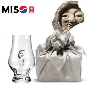 한국전통 K컬쳐 얼굴무늬수막새 신라의미소 위스키잔 노징글라스 양주 니트잔 170ml 1P 기프팅 (보자기 포장)