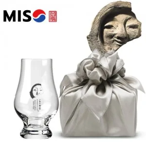 한국전통 K컬쳐 얼굴무늬수막새 신라의미소 위스키잔 노징글라스 양주 니트잔 170ml 1P 기프팅 (보자기 포장)