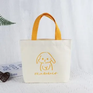 (Blossom) 심플 컬러 배색 토끼 두들 에코백 2 1P