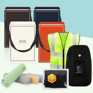 접이식 스포츠 안전 백팩 PMB-02 + 작업용 안전 조끼(고급형) + 뱀부얀 쿨타올 + 국산 고급 밴딩 쿨토시 SET