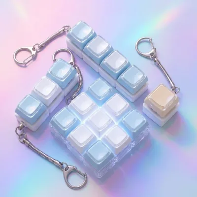 불빛 LED 키캡 키링 열쇠고리 가방고리 딸깍이