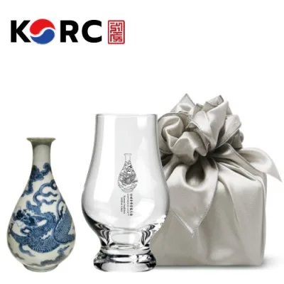 한국전통 K컬쳐 조선 백자청화 위스키잔 노징글라스 양주 니트잔 170ml 1P 기프팅 (보자기 포장)