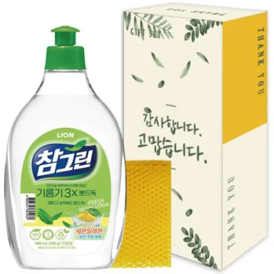 참그린 녹차용기 500ml+망사수세미 선물세트