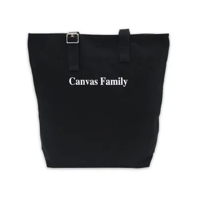 (Canvas Family) 아일렛 버클 포인트 에코백 블랙