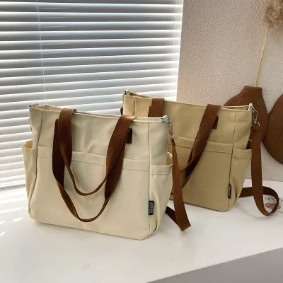 가방 데일리 캐주얼 캔버스 숄더 토트 크로스 학원 학생 다용도 에코백