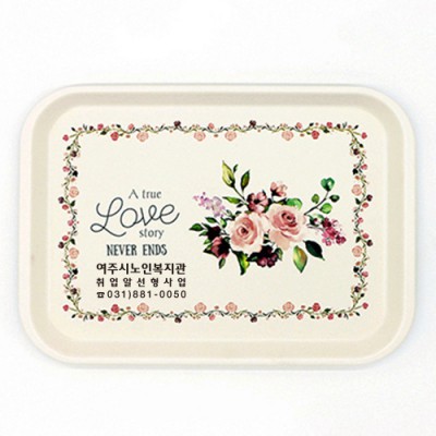 무광멜라민 직쟁반 콤비(장미) 3P