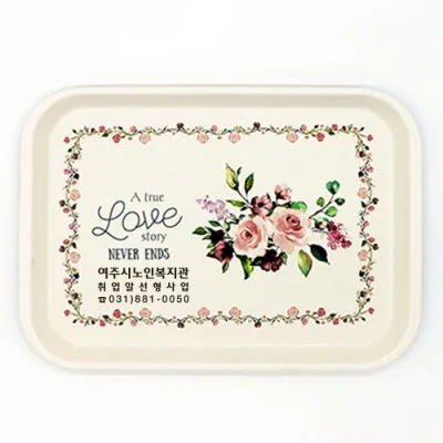 무광멜라민 직쟁반 콤비(장미) 3P