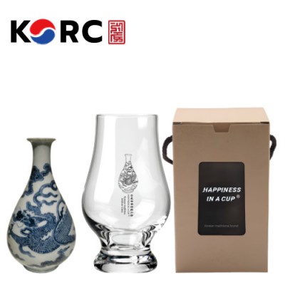 한국전통 K컬쳐 조선 백자청화 위스키잔 노징글라스 양주 니트잔 170ml 1P 기프팅